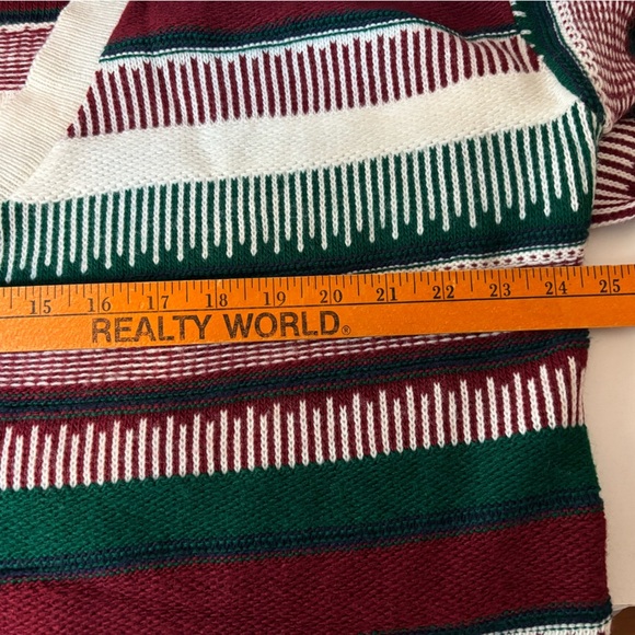 Fashion Formulas Vintage Burgundy and Green Striped Cardigan - Picture 7 of 8